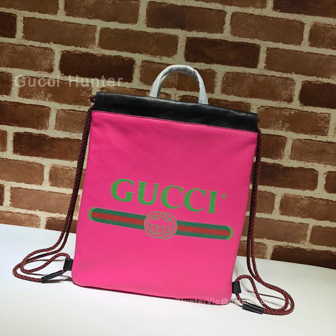 Gucci Print Small Drawstring Backpack Pink 523586
